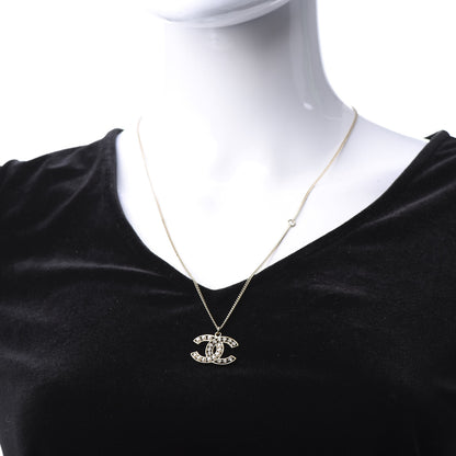 Chanel Pearl Crystal CC Pendant Necklace Gold 2 of 7