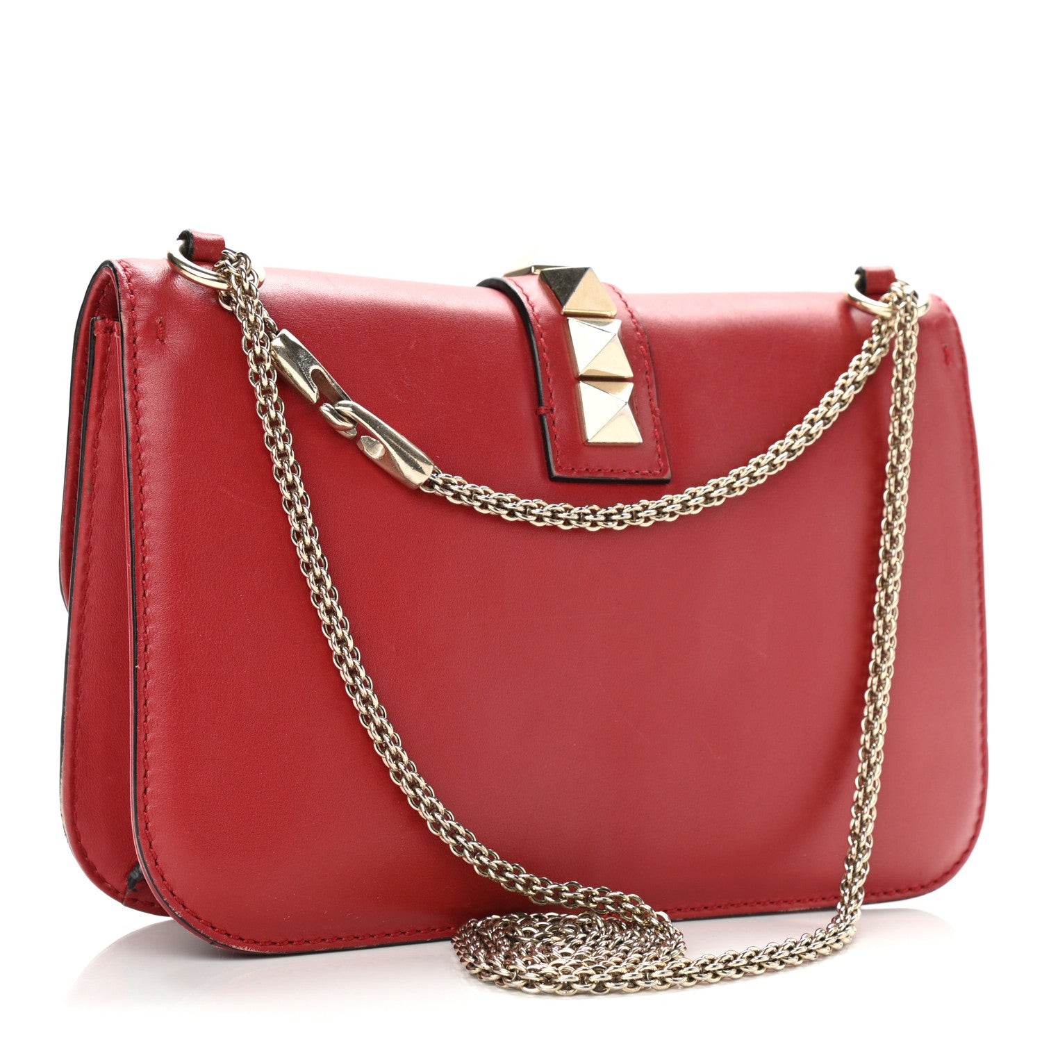 Valentino Garavani Vitello Medium Glam Lock Rockstud Flap Red 2 of 20
