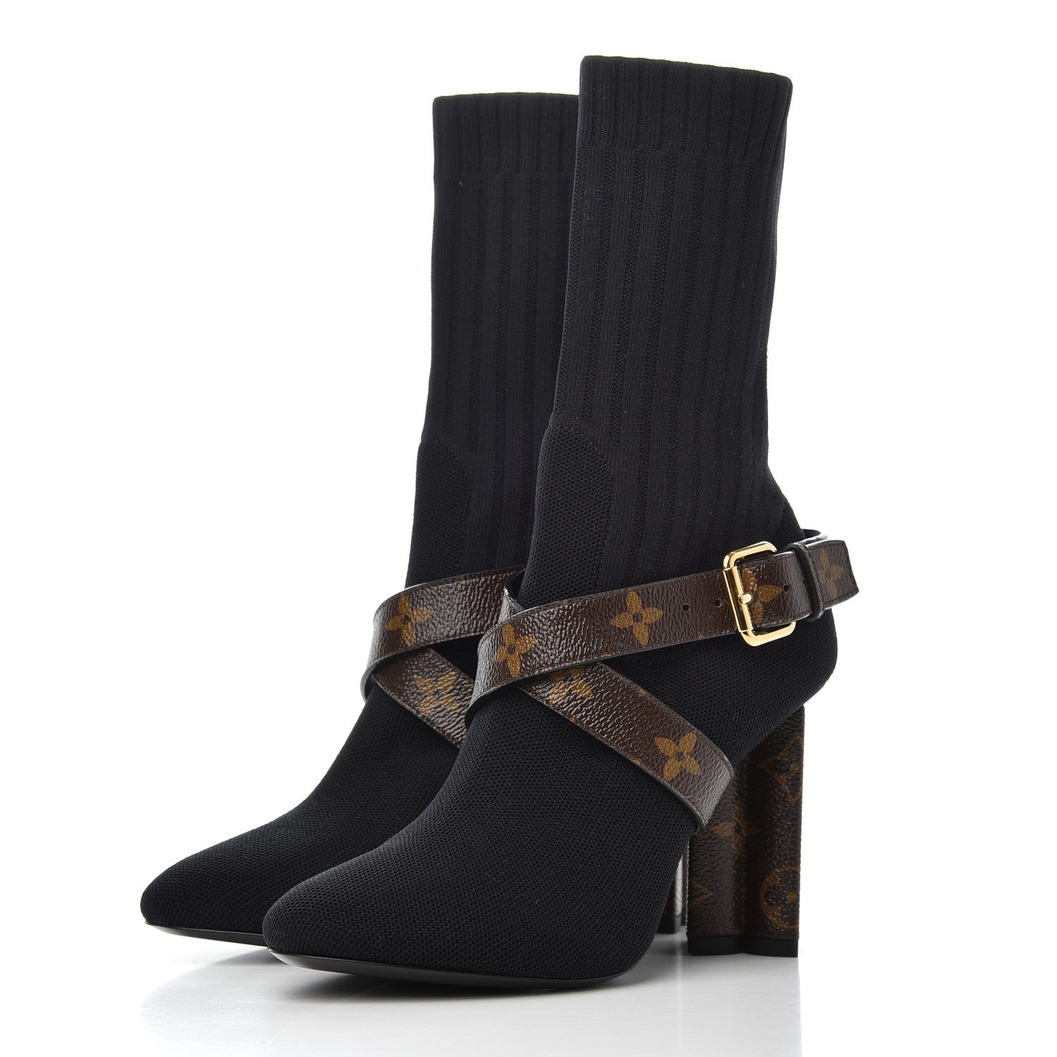 Louis Vuitton Monogram Stretch Fabric Silhouette Ankle Boots 35 Black 3 of 13
