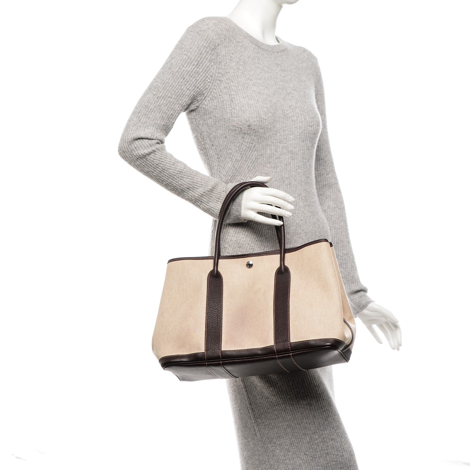 Hermes Buffle Skipper Toile Garden Party 36 MM Tote Marron Fonce 2 of 17