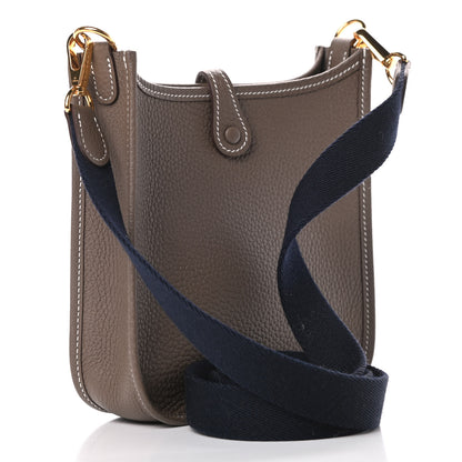 Hermes Taurillon Clemence Amazone Evelyne TPM Etoupe Bleu Indigo 3 of 10
