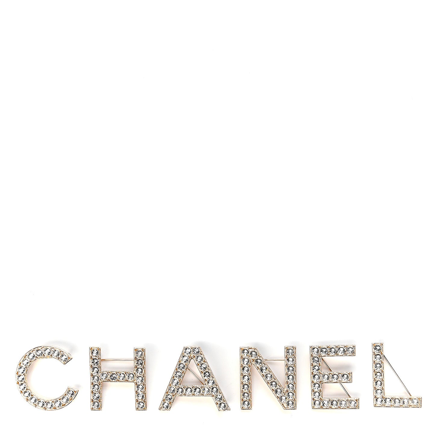 Crystal Cha-Nel Logo Brooch Set Gold