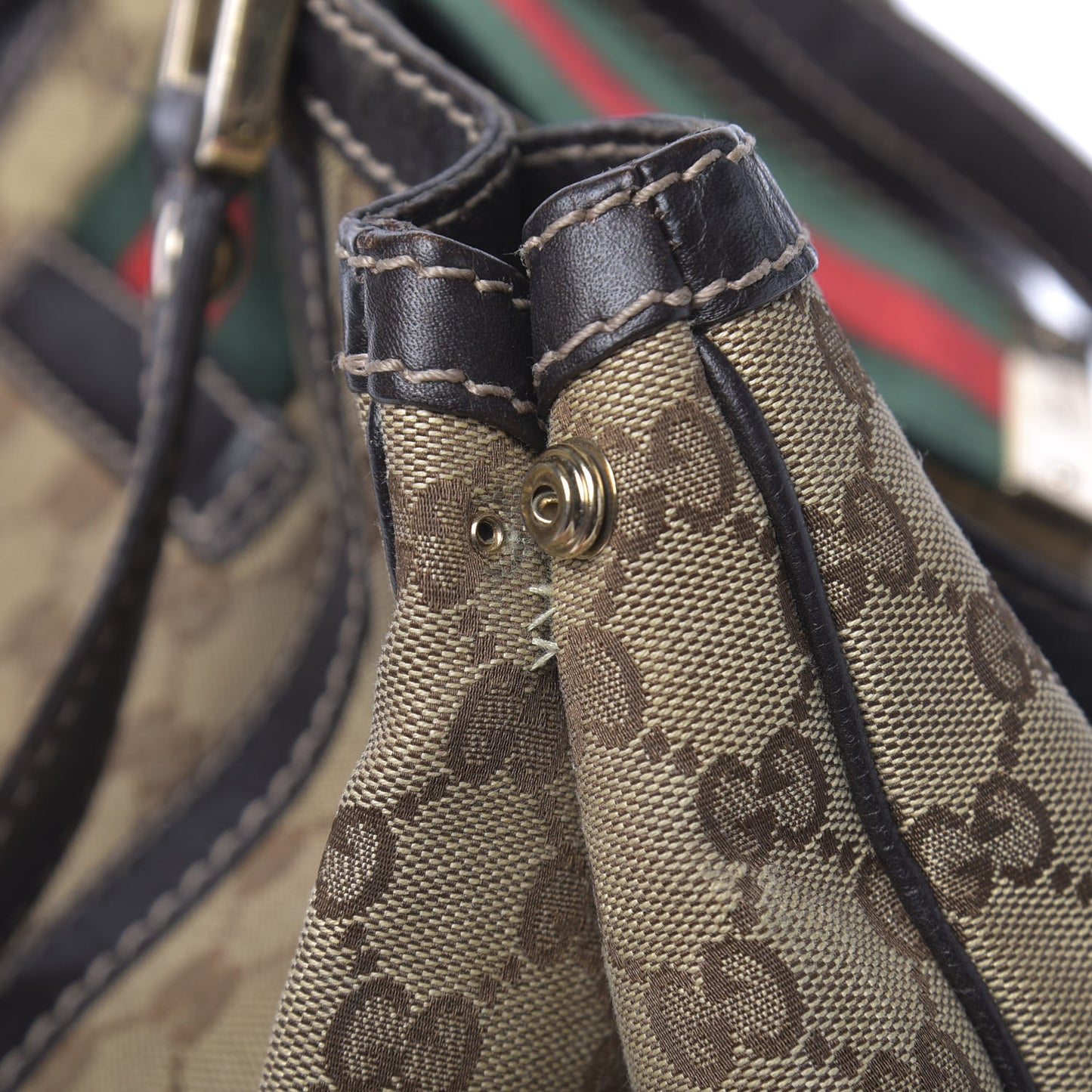 Monogram New Ladies Web Tote Dark Brown