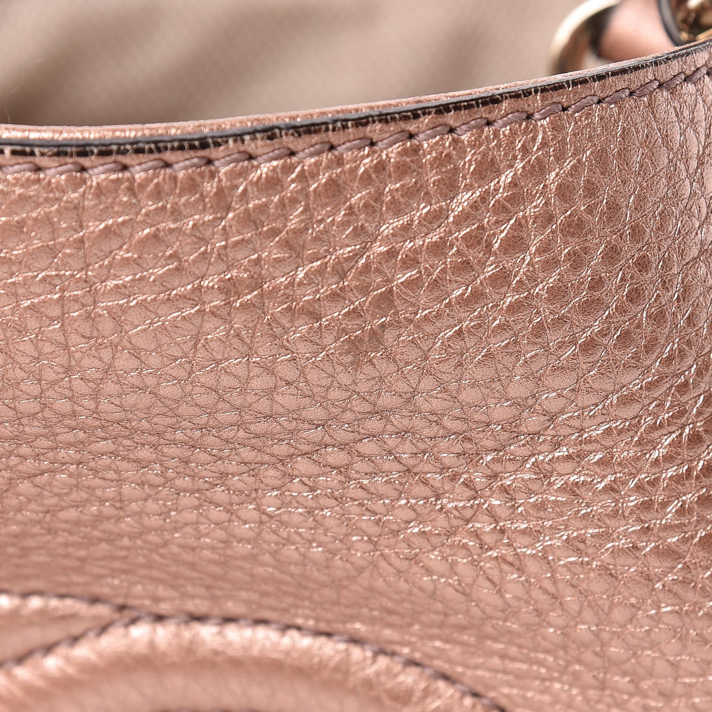 Metallic Pebbled Calfskin Small Soho Shoulder Bag Pink