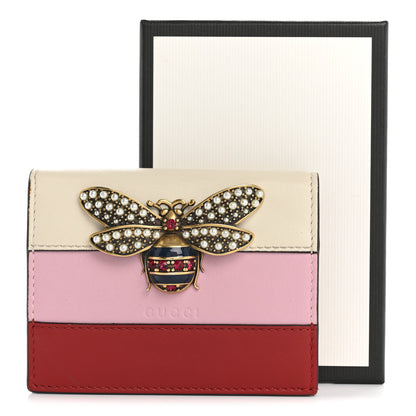 Gucci Calfskin Queen Margaret Card Case Wallet Sugar Pink Hibiscus Red Mystic White 13 of 13