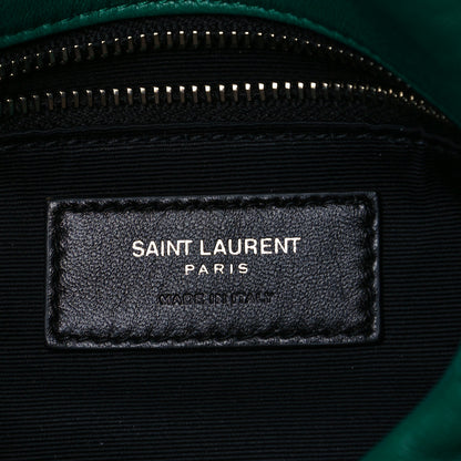 Saint Laurent Lambskin Quilted Small Loulou Puffer Monogram Chain Satchel Green Field 6 of 7