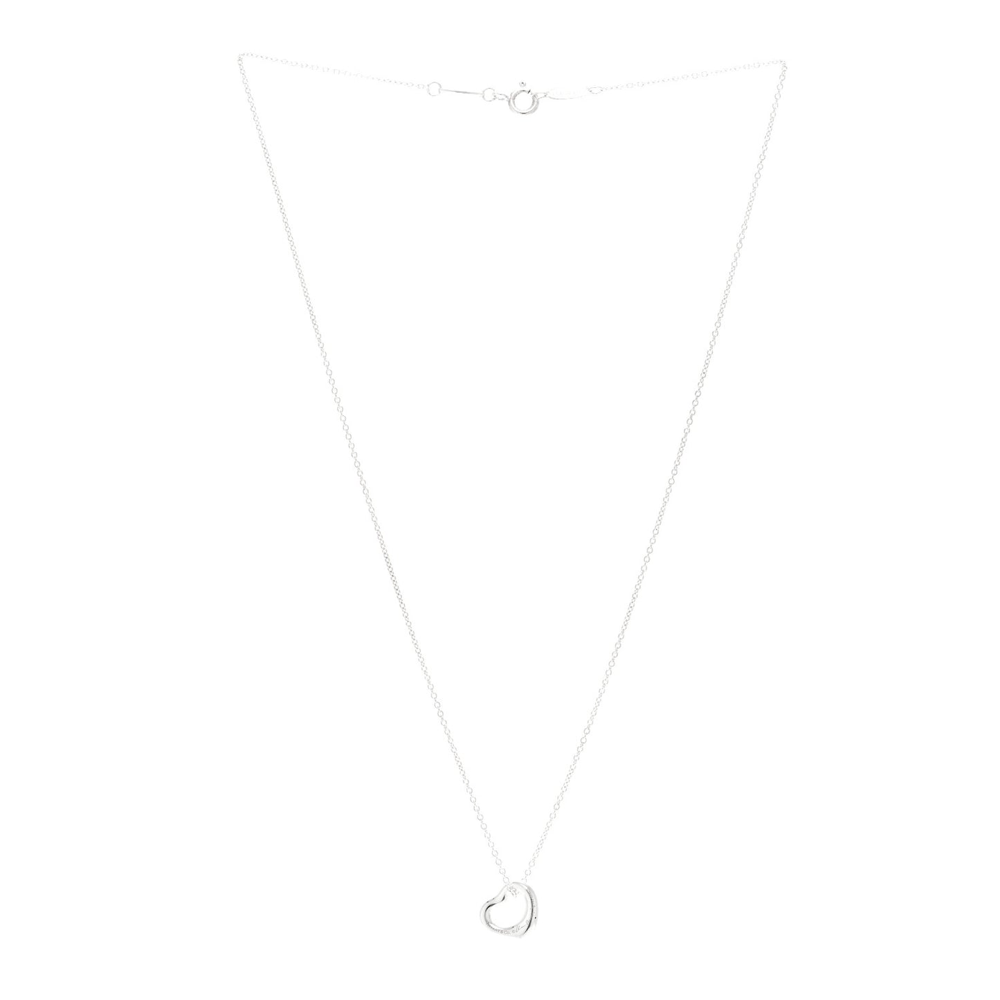 Sterling Silver 11mm Elsa Peretti Open Heart Pendant Necklace