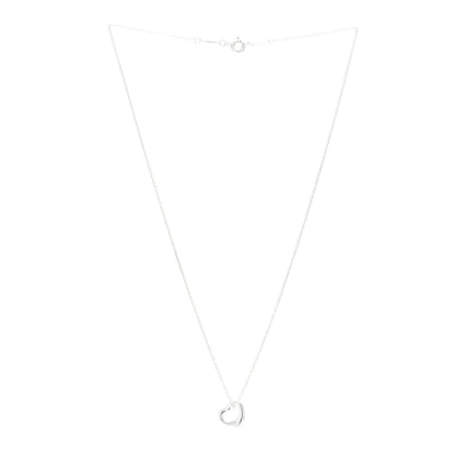 Tiffany Sterling Silver 11mm Elsa Peretti Open Heart Pendant Necklace 3 of 6