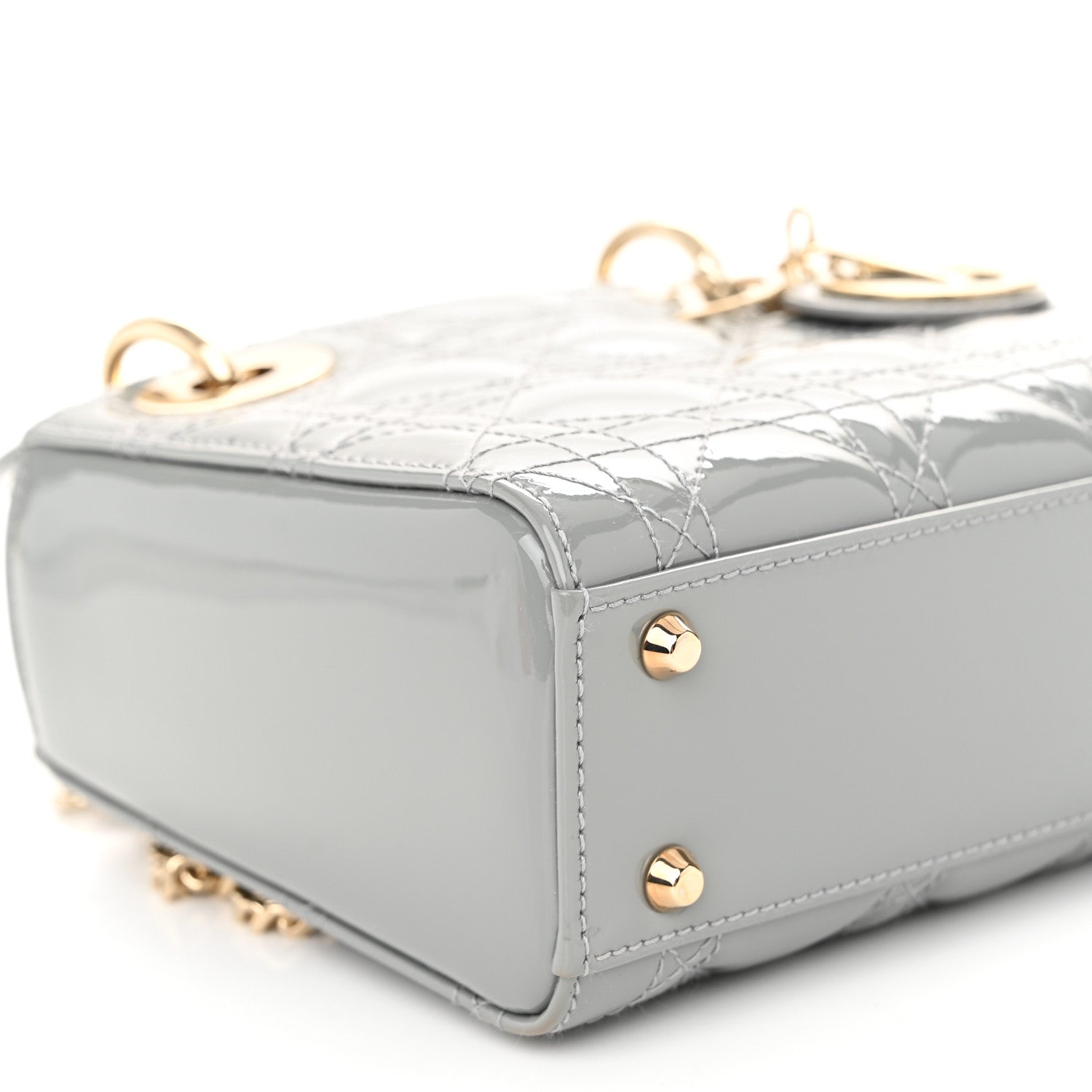 Christian Dior Patent Cannage Mini Lady Dior Grey Stone 9 of 10