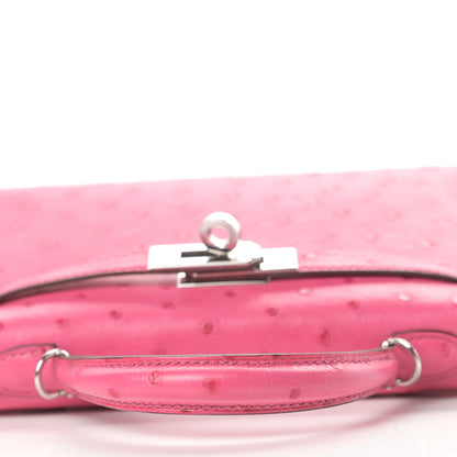 Hermes Ostrich Kelly Sellier Mini 20 Rose Tyrien 8 of 33
