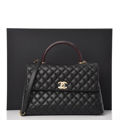 Chanel Caviar Lizard Quilted Medium Coco Handle Flap Black 8 of 8
