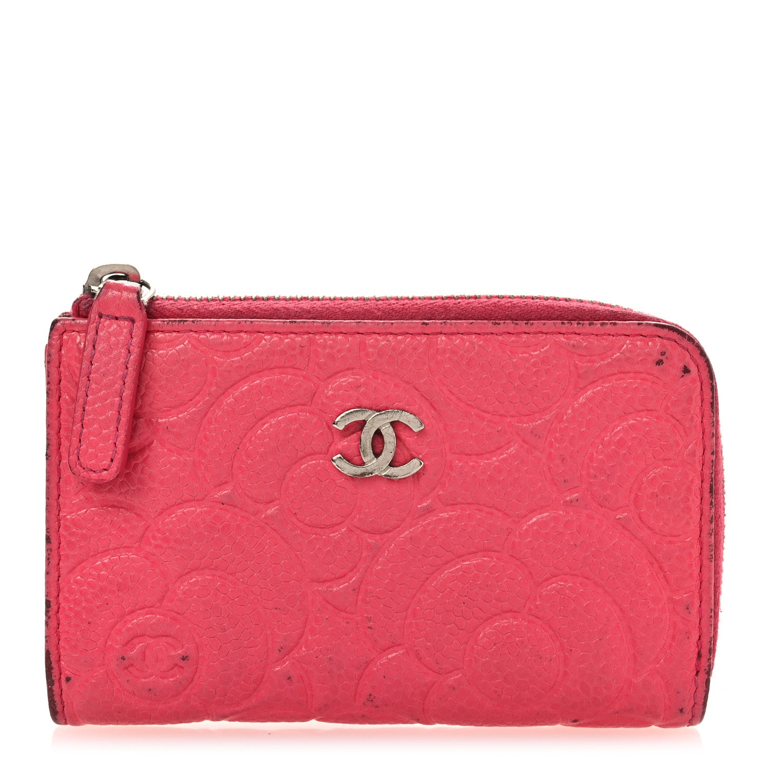 Chanel Caviar Camellia Embossed Key Holder Case Pink 1 of 15