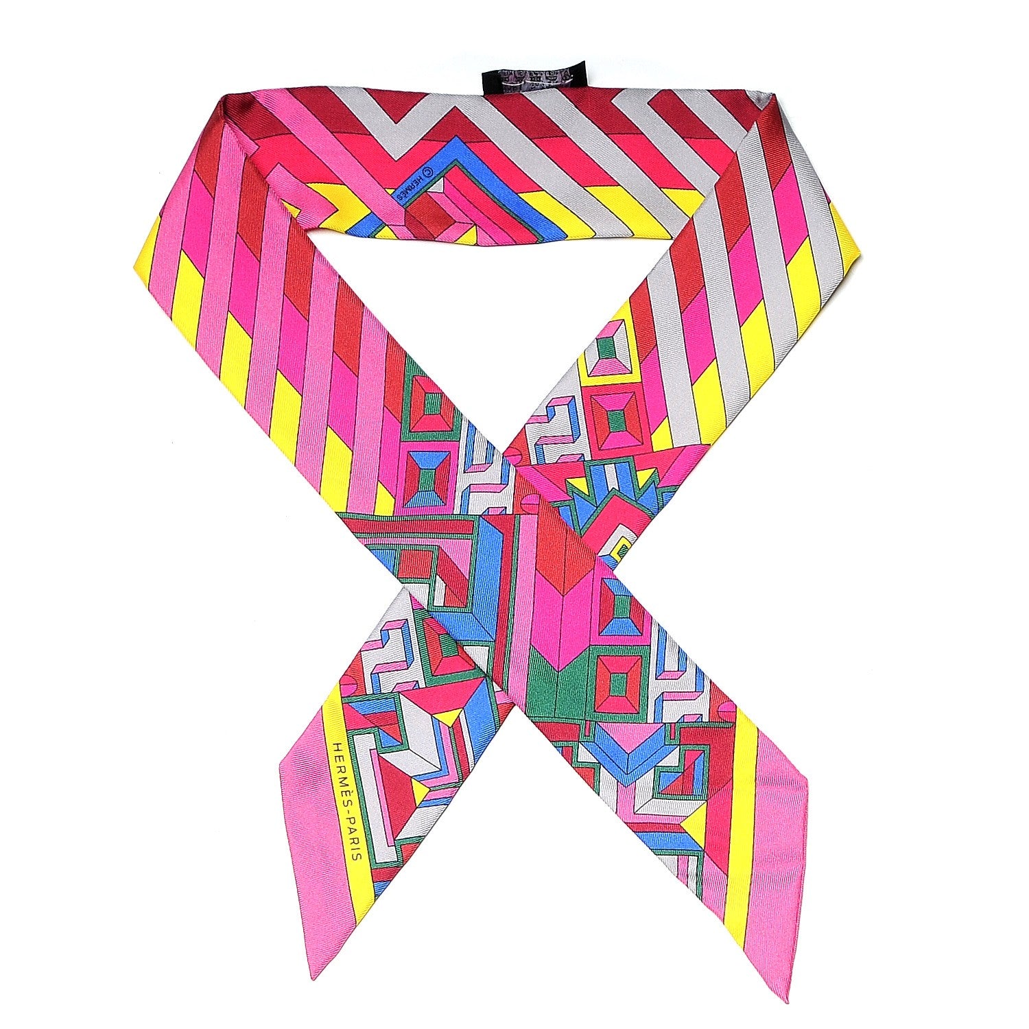 Hermes Silk Le Fil d'Ariane Twilly Rose Vif Jaune Bleu 1 of 5