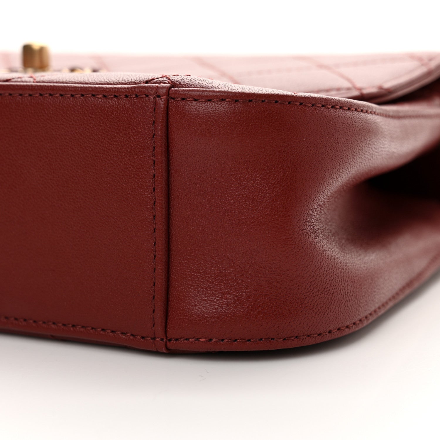 Chanel Lambskin Quilted Chain Infinity Top Handle Flap Burgundy 10 of 12