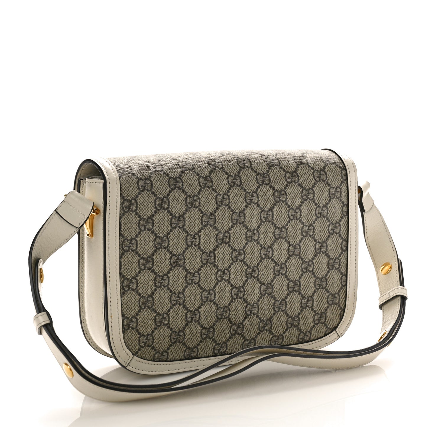 GG Supreme Monogram Horsebit 1955 Shoulder Bag Beige Mystic White