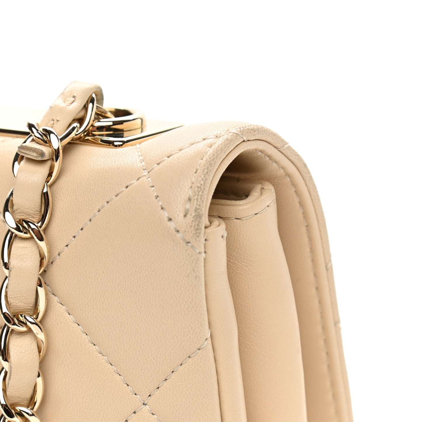 Lambskin Quilted Medium Trendy CC Flap Light Beige