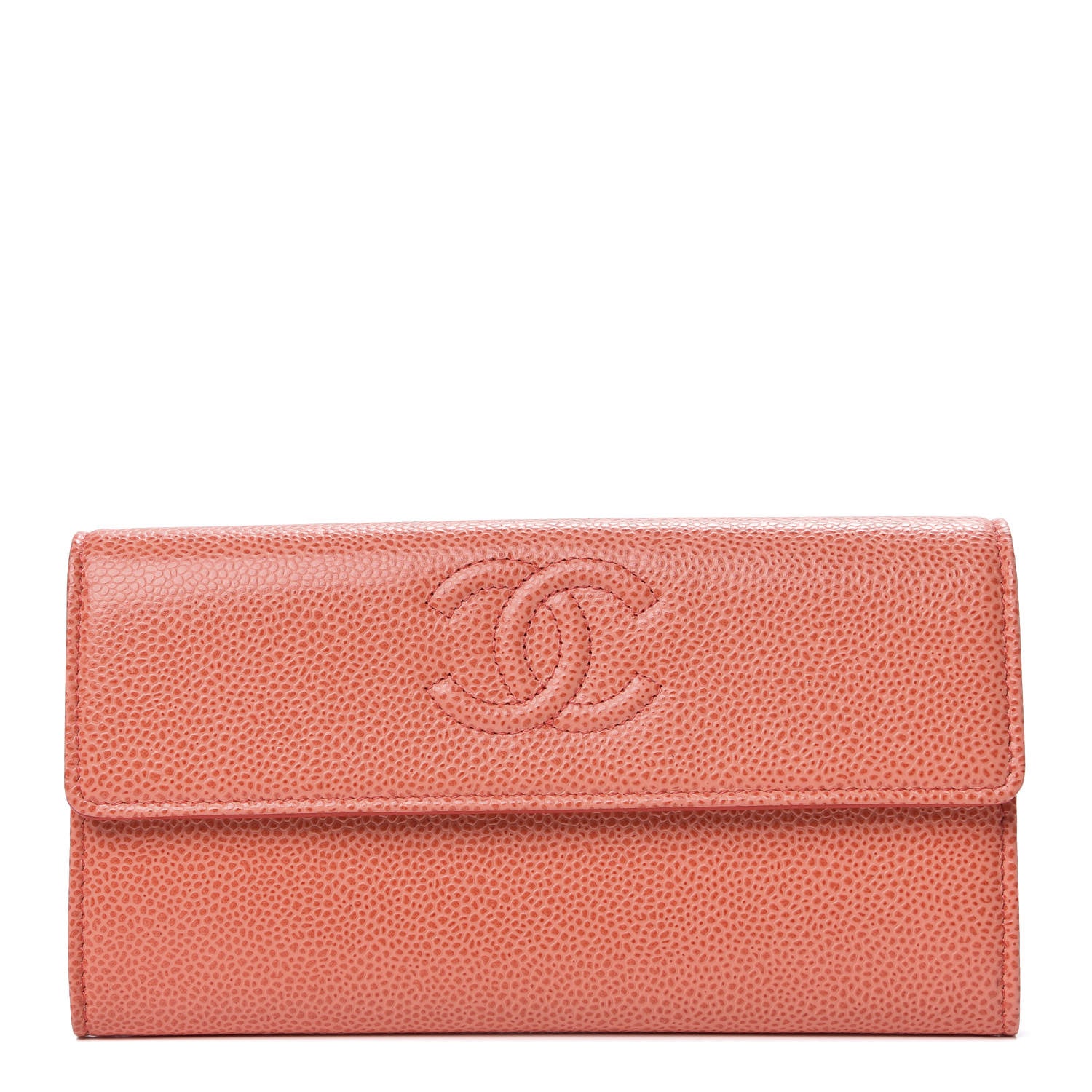 Chanel Caviar Timeless CC Large Gusset Flap Wallet Orange 1 of 11