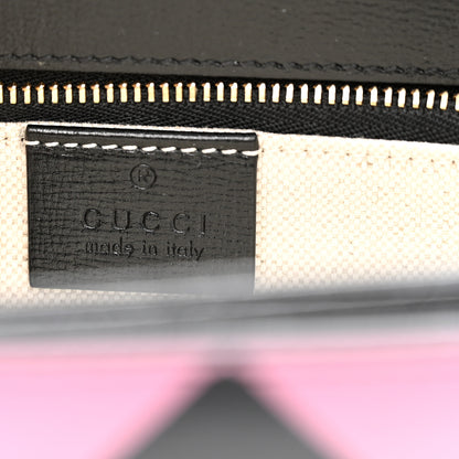 Gucci Textured Calfskin Geometric Print Horsebit 1955 Shoulder Bag Black Multicolor 6 of 12