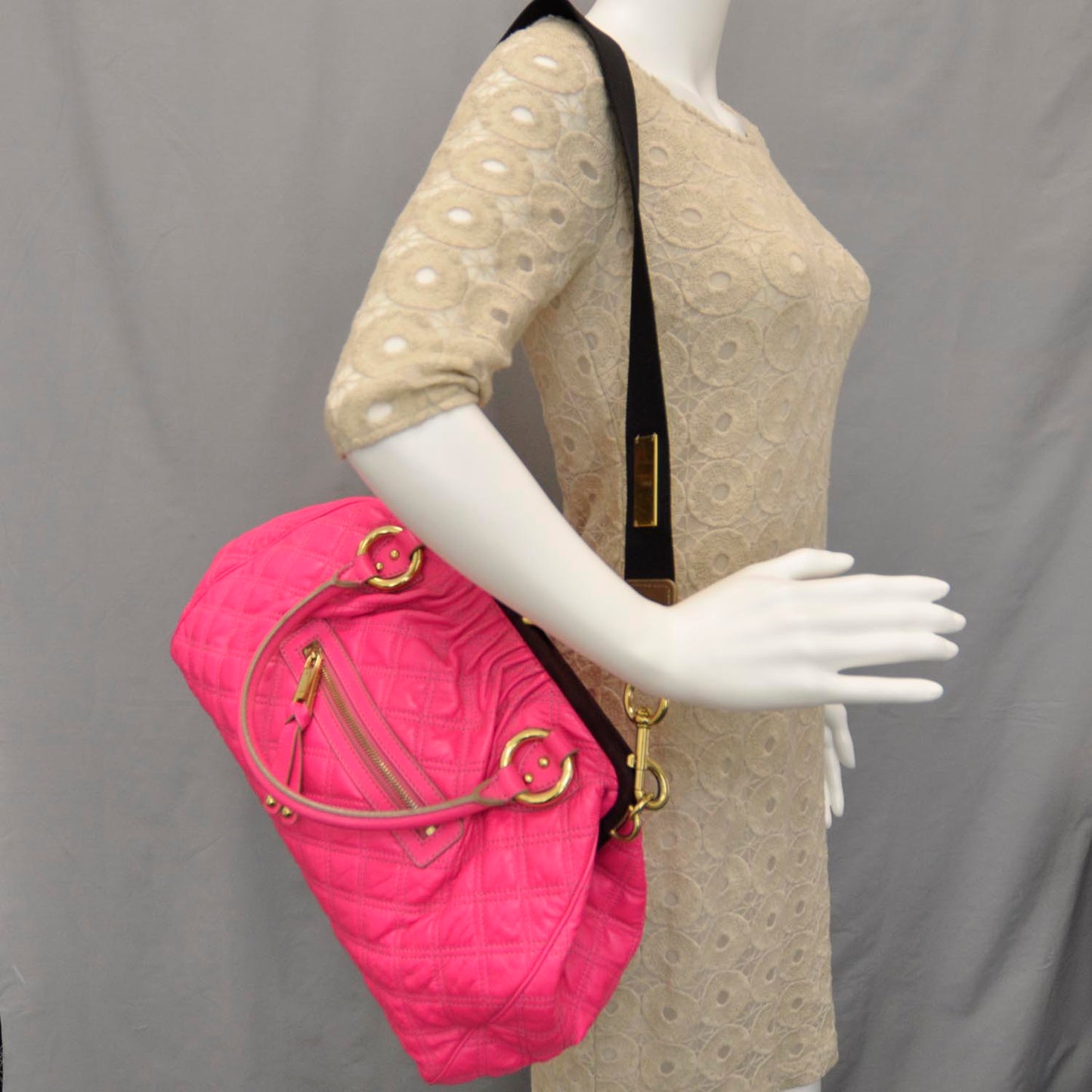 Quilted Leather Stam Fluo Pink