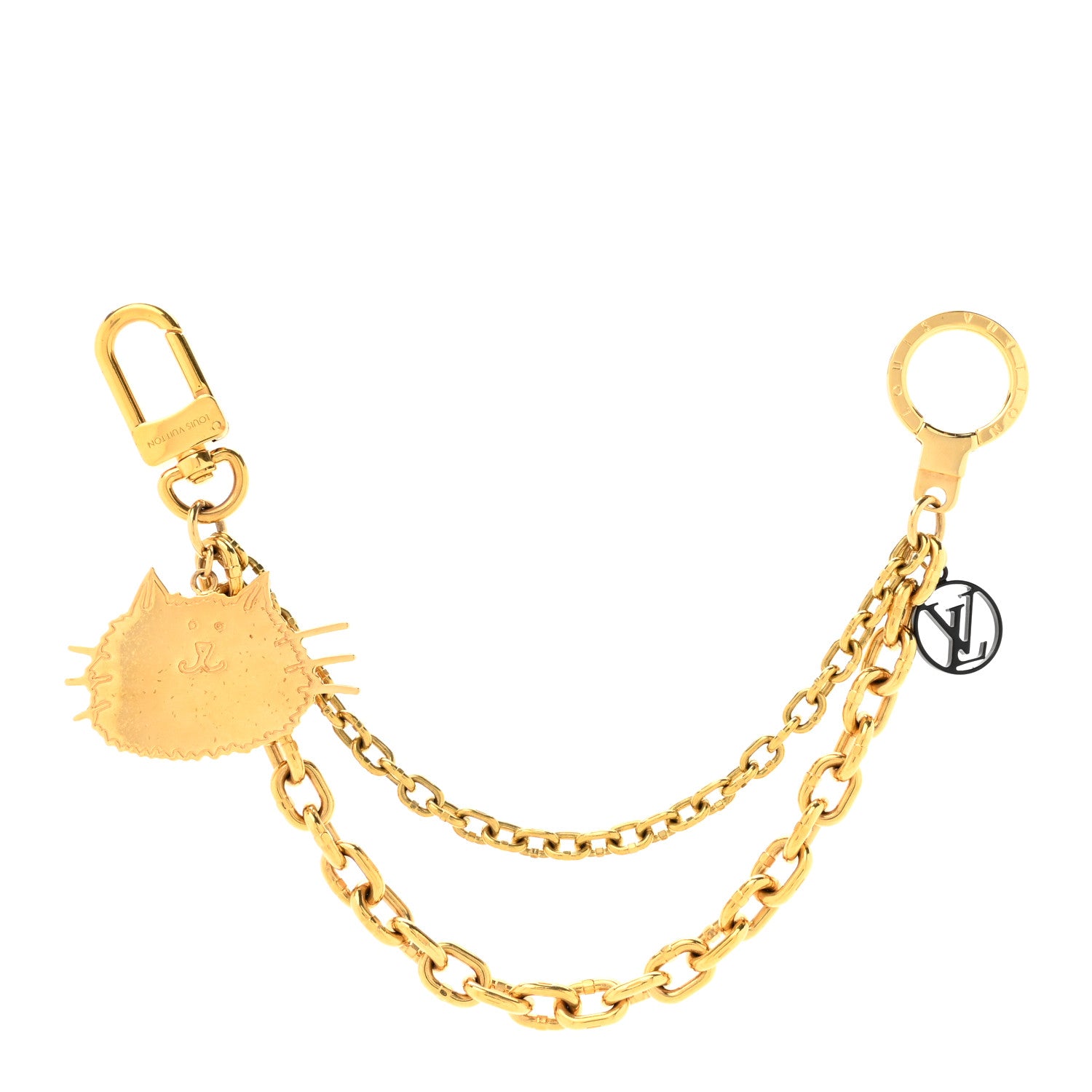 Louis Vuitton Catogram Cat Key Chain Bag Charm Gold Black 1 of 5