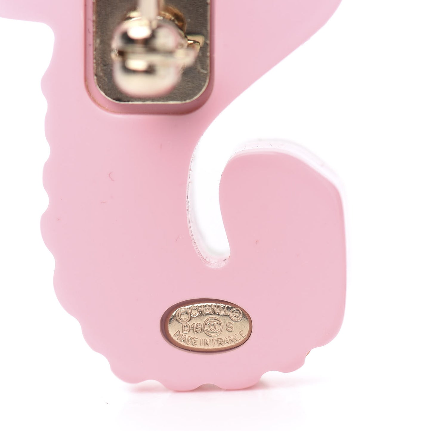 Glittered Resin Sea Horse Brooch Green Pink