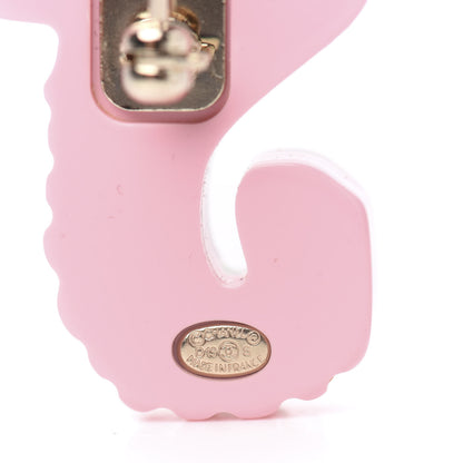 Chanel Glittered Resin Sea Horse Brooch Green Pink 3 of 3