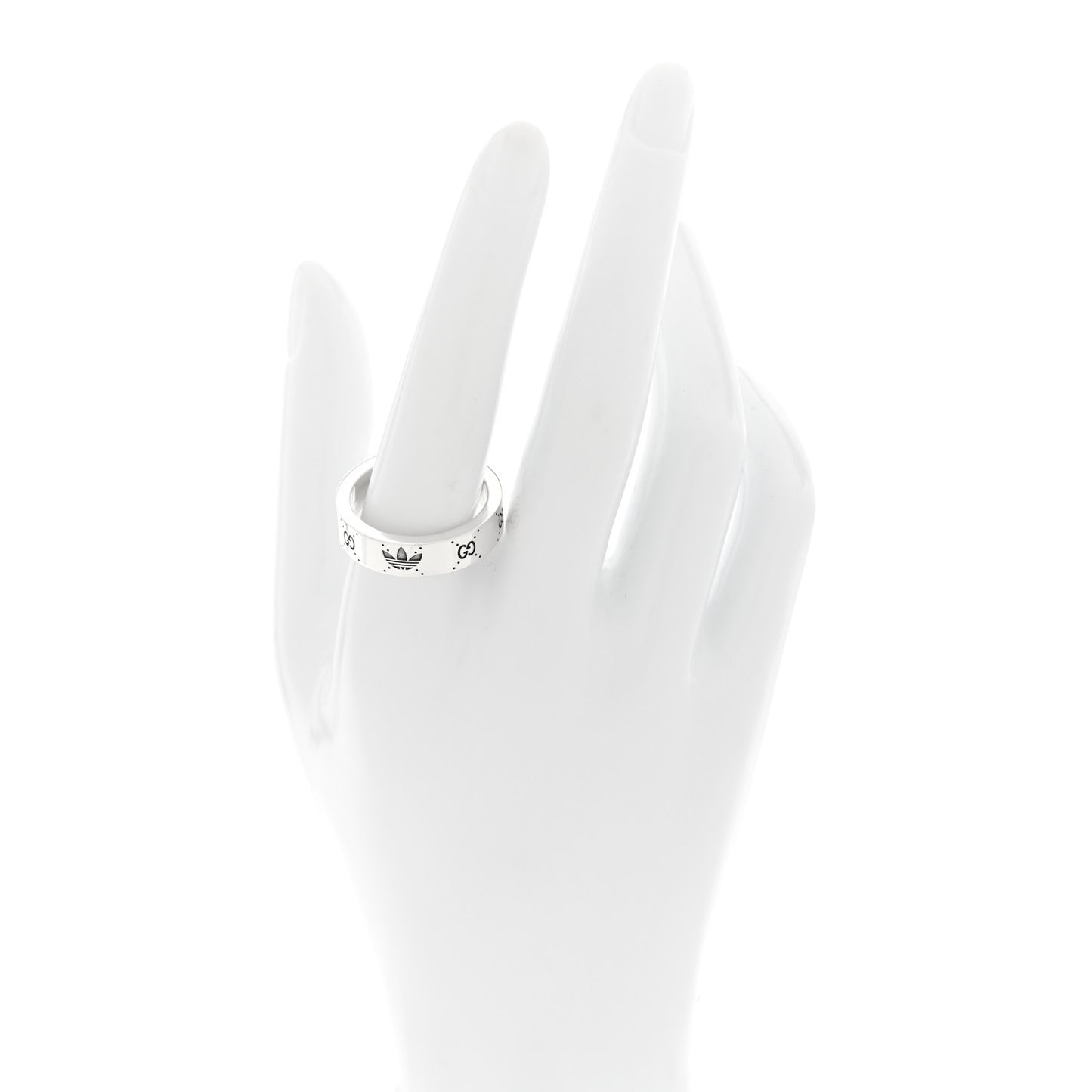 X ADIDAS Sterling Silver Trefoil GG Monogram Band Ring 61 9.75