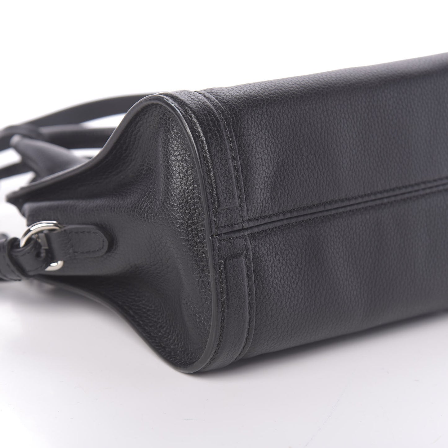 Pebbled Calfskin Mini Skull Padlock Zip Around Tote Black