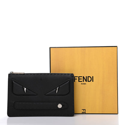 Fendi Cuoio Romano Selleria Monster Eyes Slim Clutch Black 7 of 7
