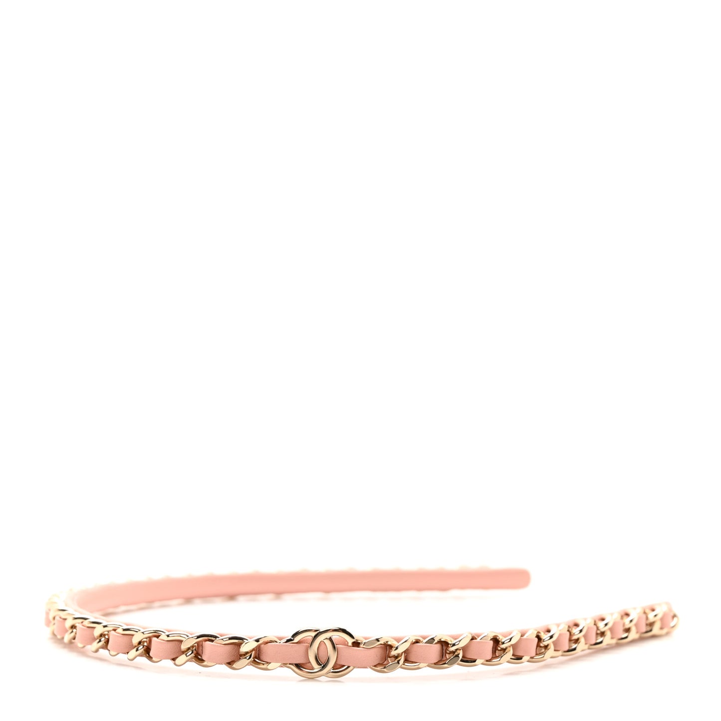 Metal Lambskin CC Turnlock Chain Headband Gold Pink