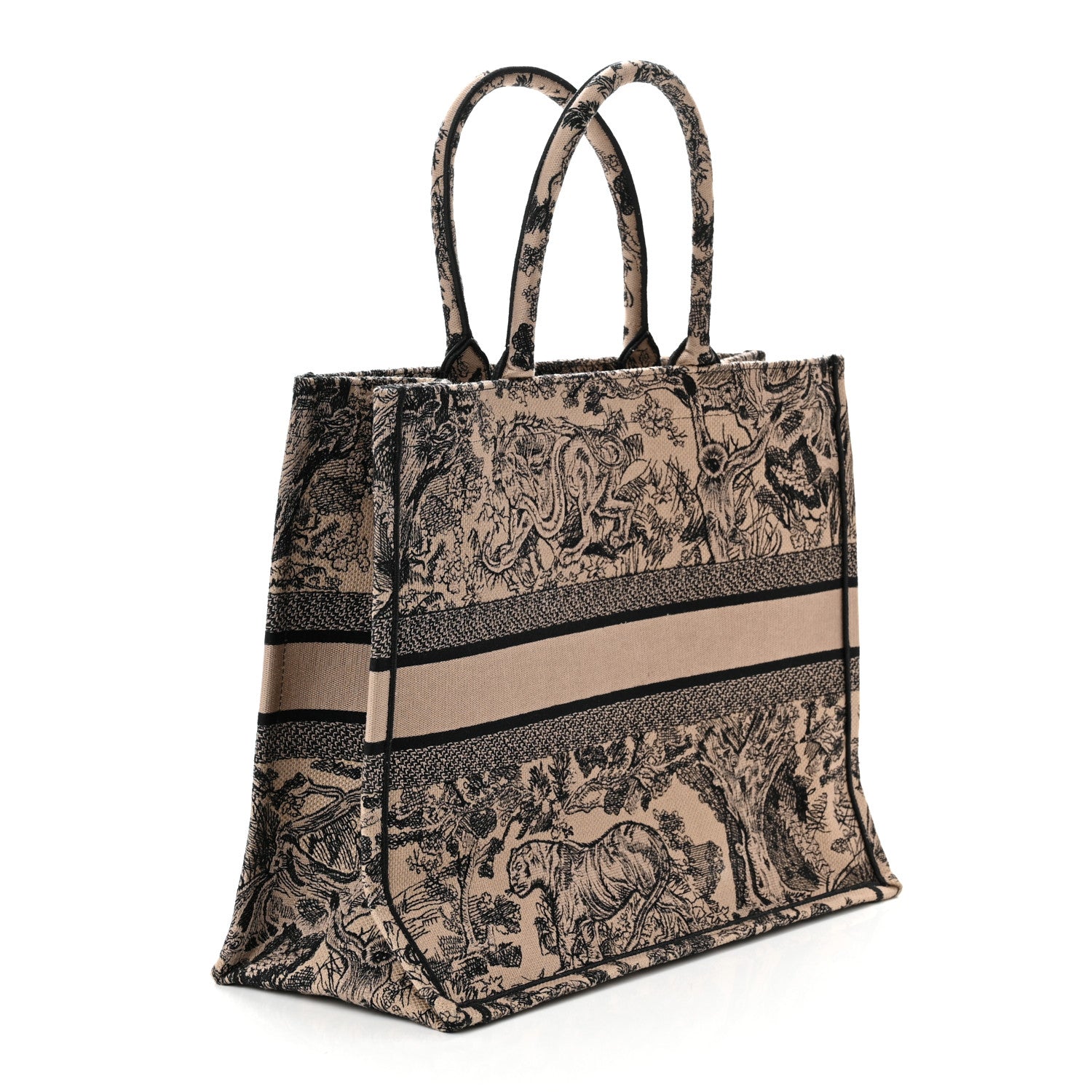 Christian Dior Canvas Embroidered Large Dioriviera Toile De Jouy Book Tote Black 3 of 10