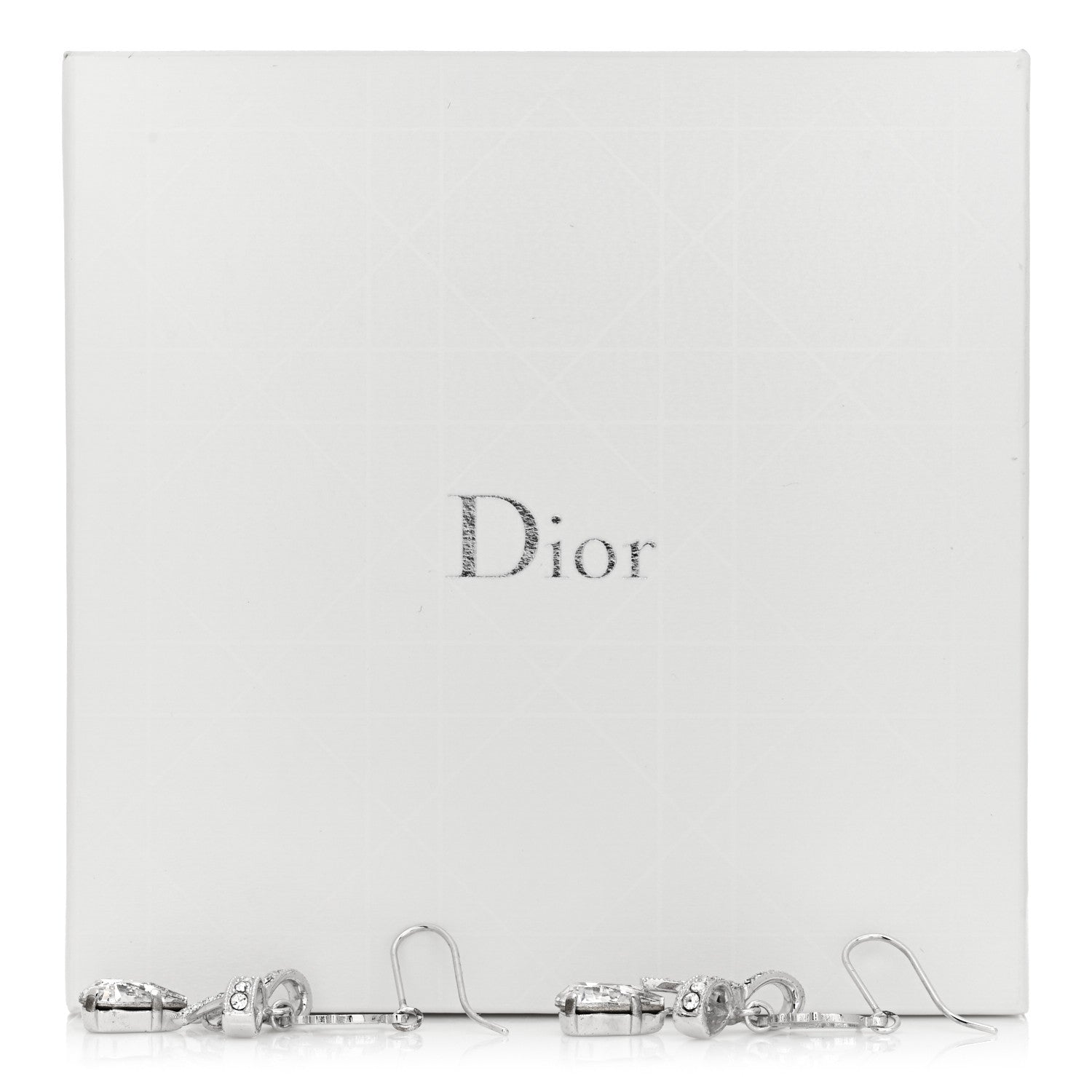 Christian Dior Crystal Bow Hoop Earrings Silver 4 of 4