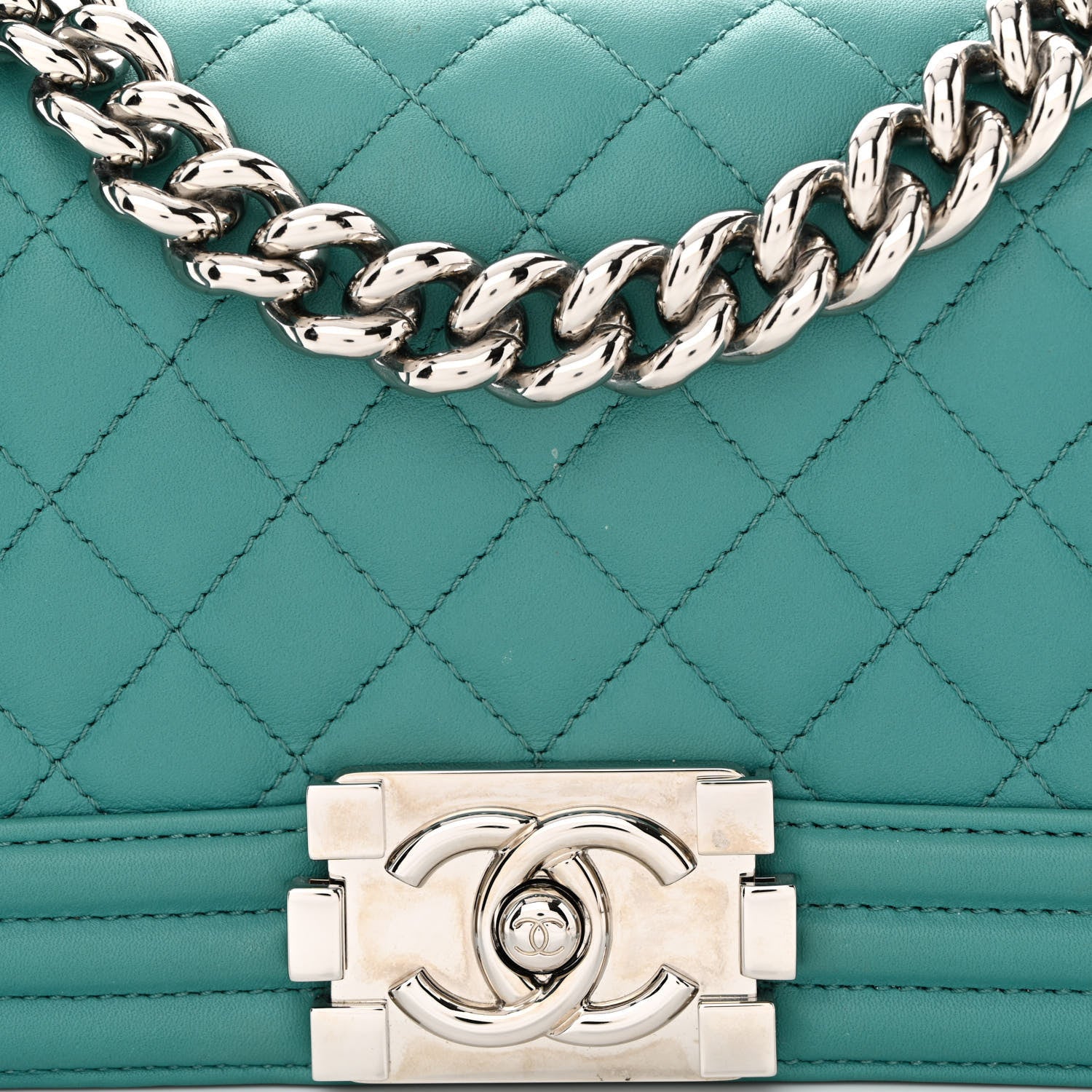 Chanel Calfskin Quilted Small Boy Flap Turquoise 8 of 14