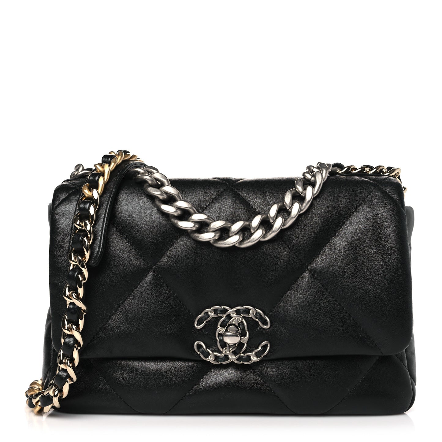 Lambskin Quilted Medium Chanel 19 Flap Black