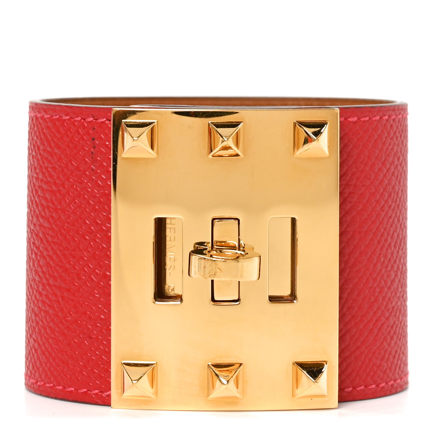 Hermes Epsom Kelly Extreme Dog Bracelet S Rouge Casaque 1 of 5