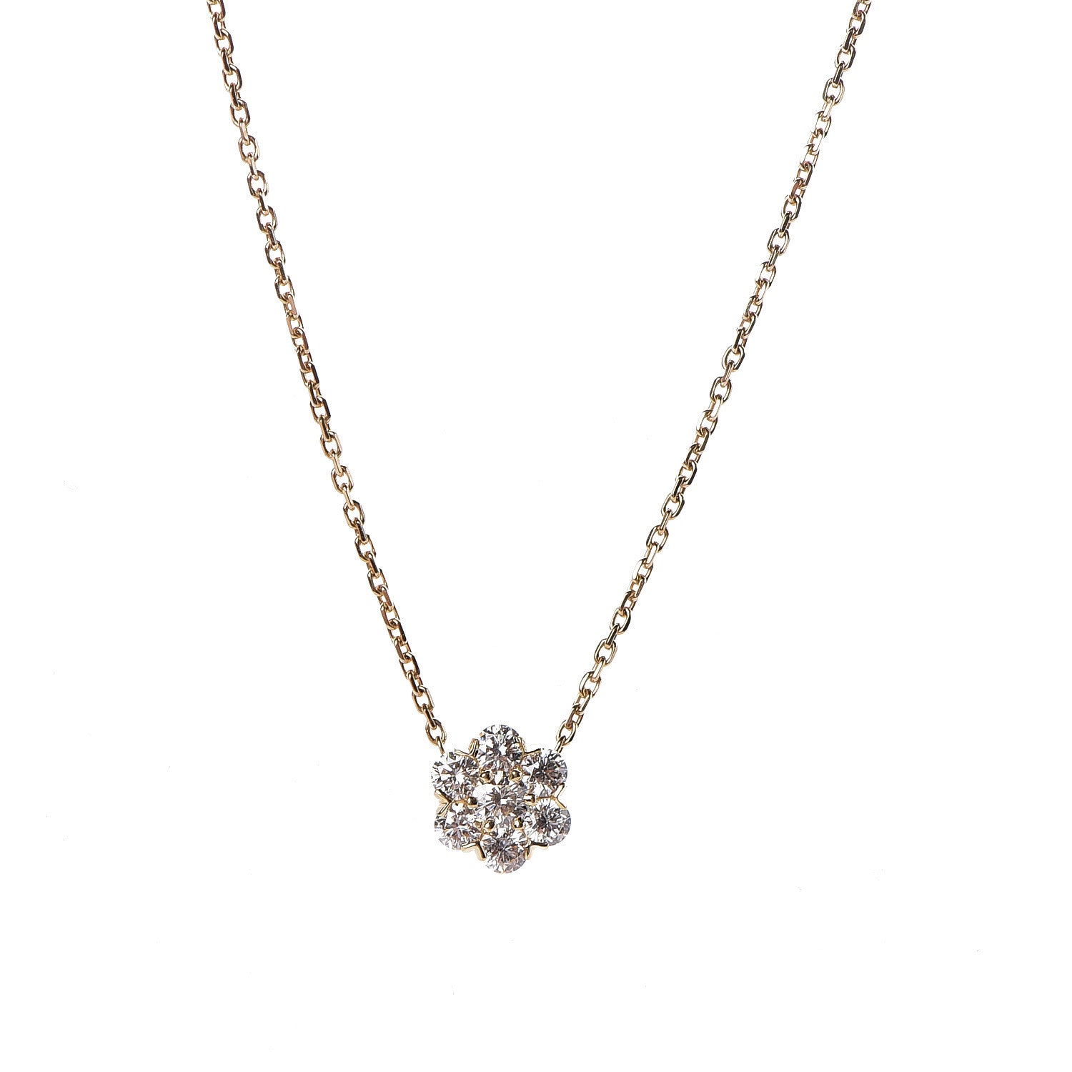 Van Cleef & Arpels 18K Yellow Gold Diamond Large Fleurette Pendant Necklace 4 of 6