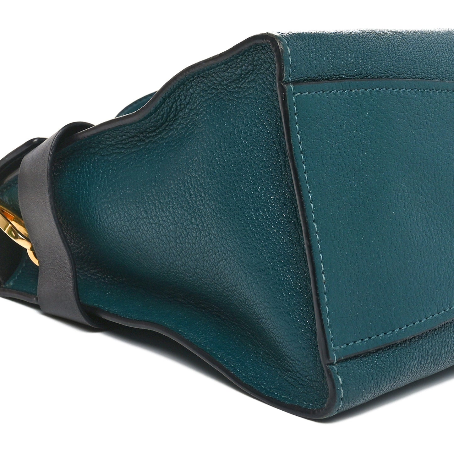 Goatskin Madras Click Top Handle Petrolio Black