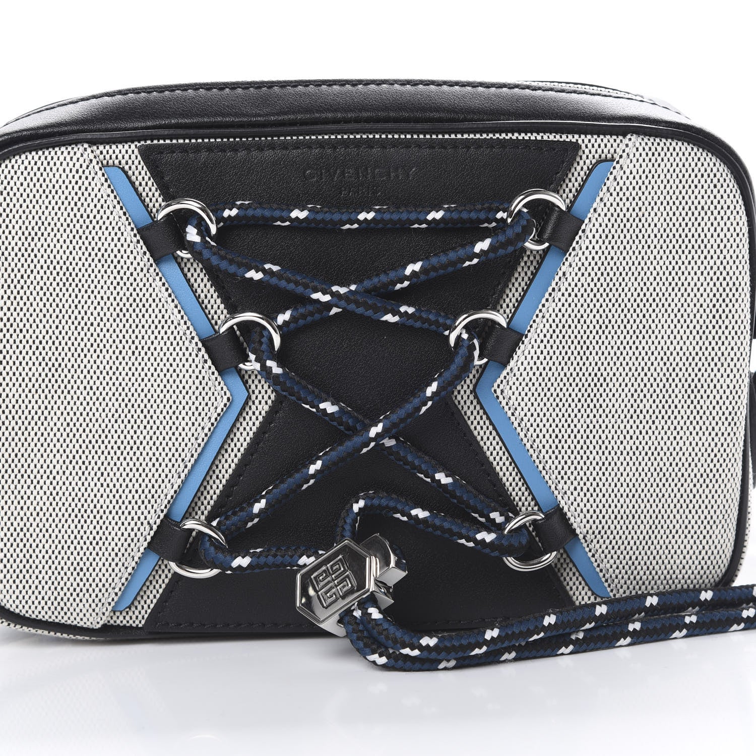 Givenchy Calfskin Canvas Logo Bond Bum Bag Black Turquoise 6 of 8