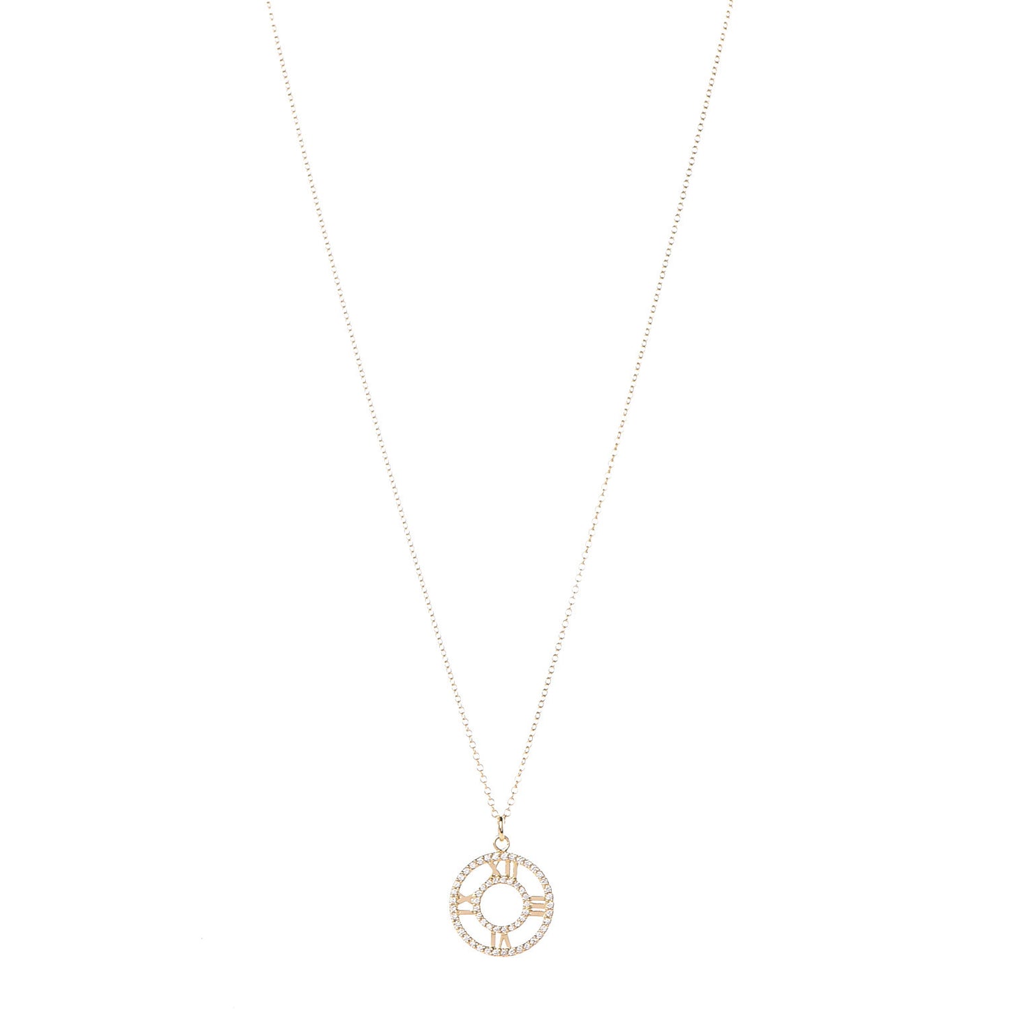 18K Yellow Gold Diamond Small Atlas Open Pave Pendant Necklace
