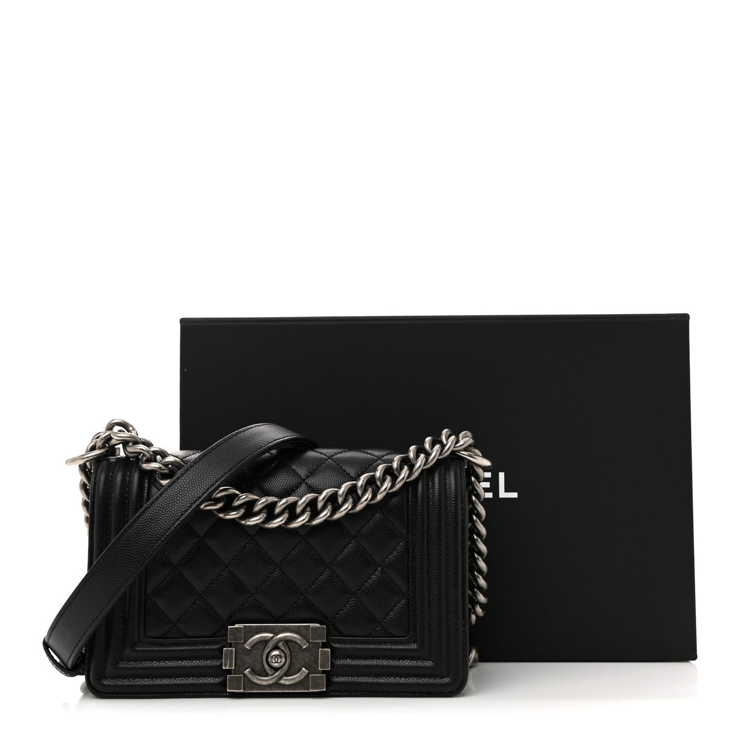 Caviar Quilted Small Boy Flap Black