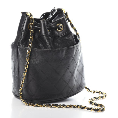 Chanel Lambskin Diamond Stitched CC Drawstring Shoulder Bag Black 3 of 10