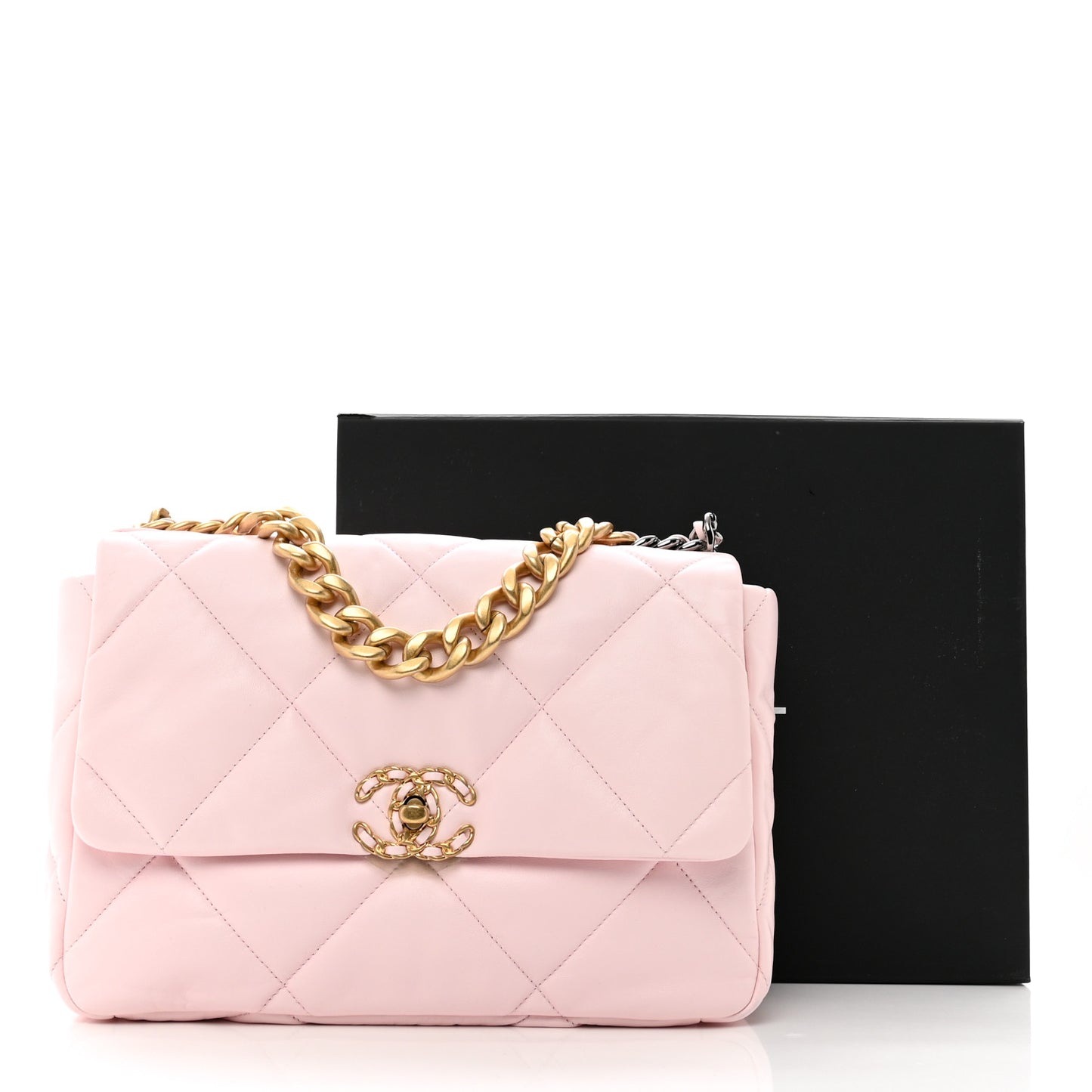 Lambskin Quilted Large Chanel 19 Flap Light Pink