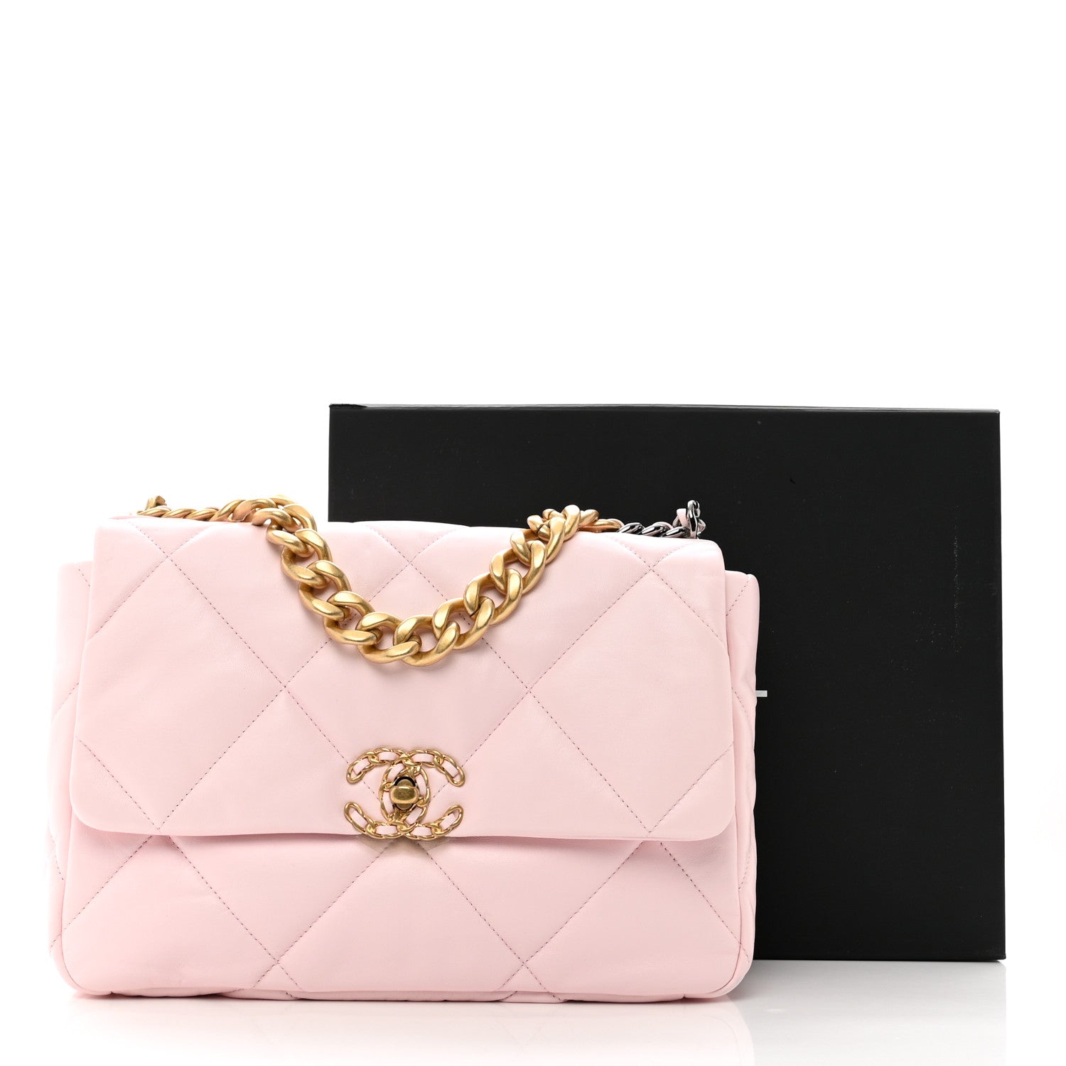 Chanel Lambskin Quilted Large Chanel 19 Flap Light Pink 12 of 13