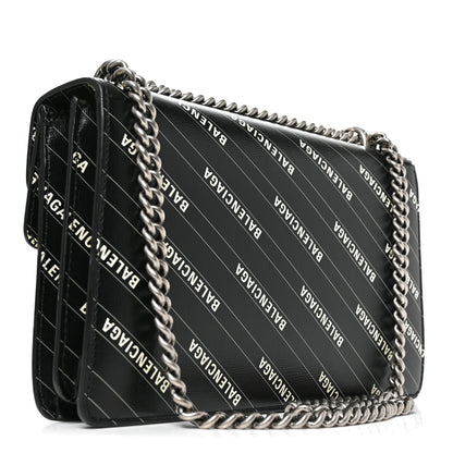 Gucci X BALENCIAGA Calfskin Matelasse Logo Print Small GG Marmont Shoulder Bag Black 3 of 10