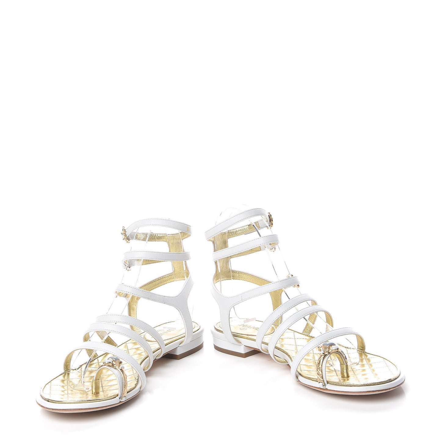 Lambskin Gripoix Flat Sandals 36.5 White