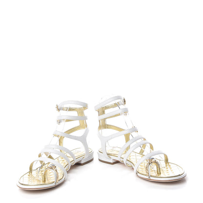 Chanel Lambskin Gripoix Flat Sandals 36.5 White 6 of 13