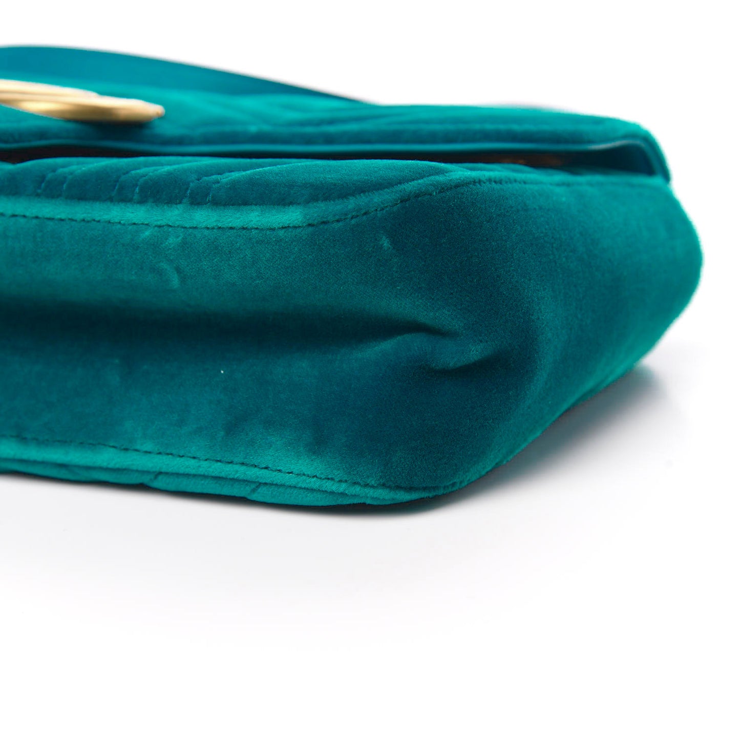 Velvet Matelasse Small GG Marmont Shoulder Bag Pavone Cyan