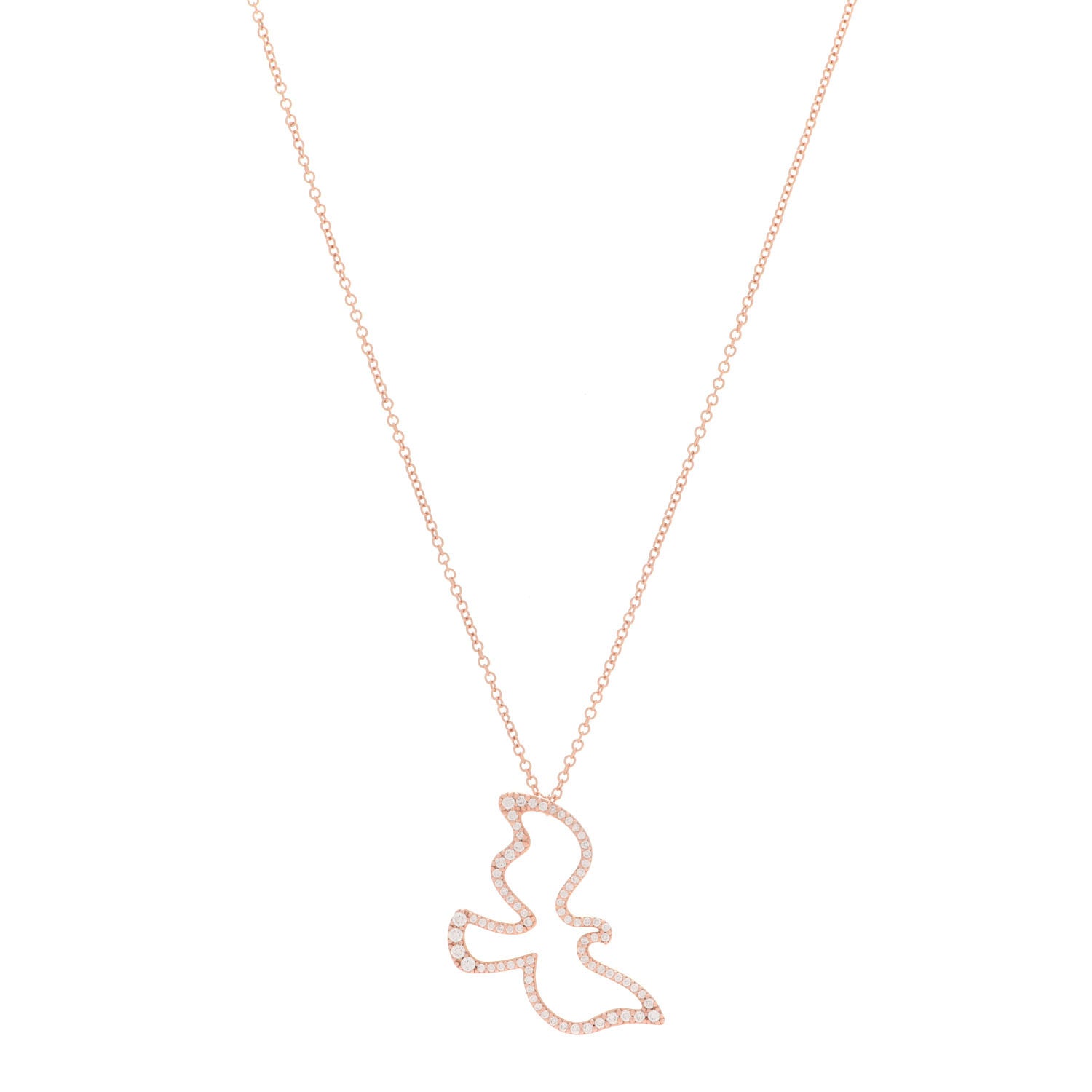 Tiffany 18K Rose Gold Diamond Paloma's Dove Pendant Necklace 1 of 5