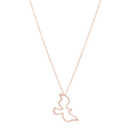Tiffany 18K Rose Gold Diamond Paloma's Dove Pendant Necklace 1 of 5