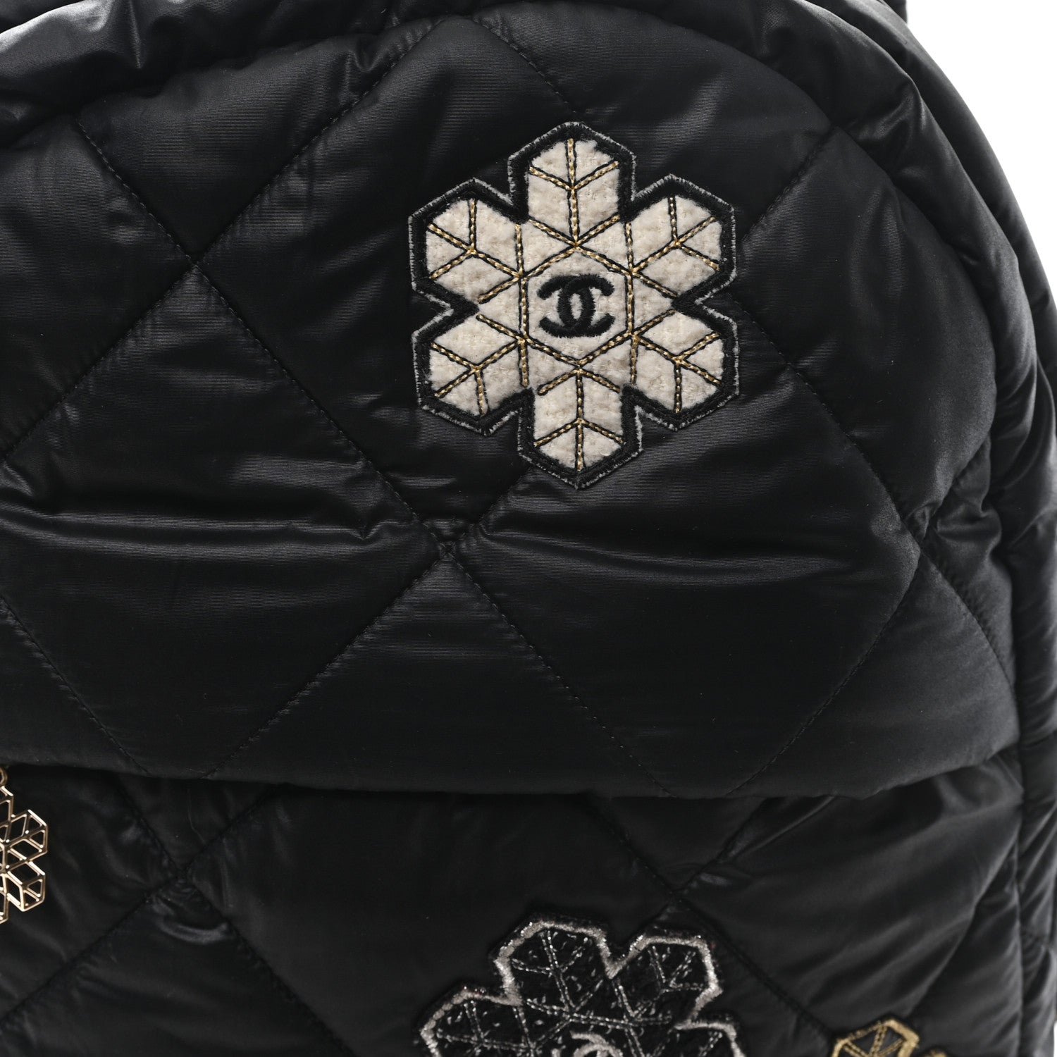 Chanel Nylon Tweed Quilted Small Coco Neige Snowflake Backpack Black 8 of 11